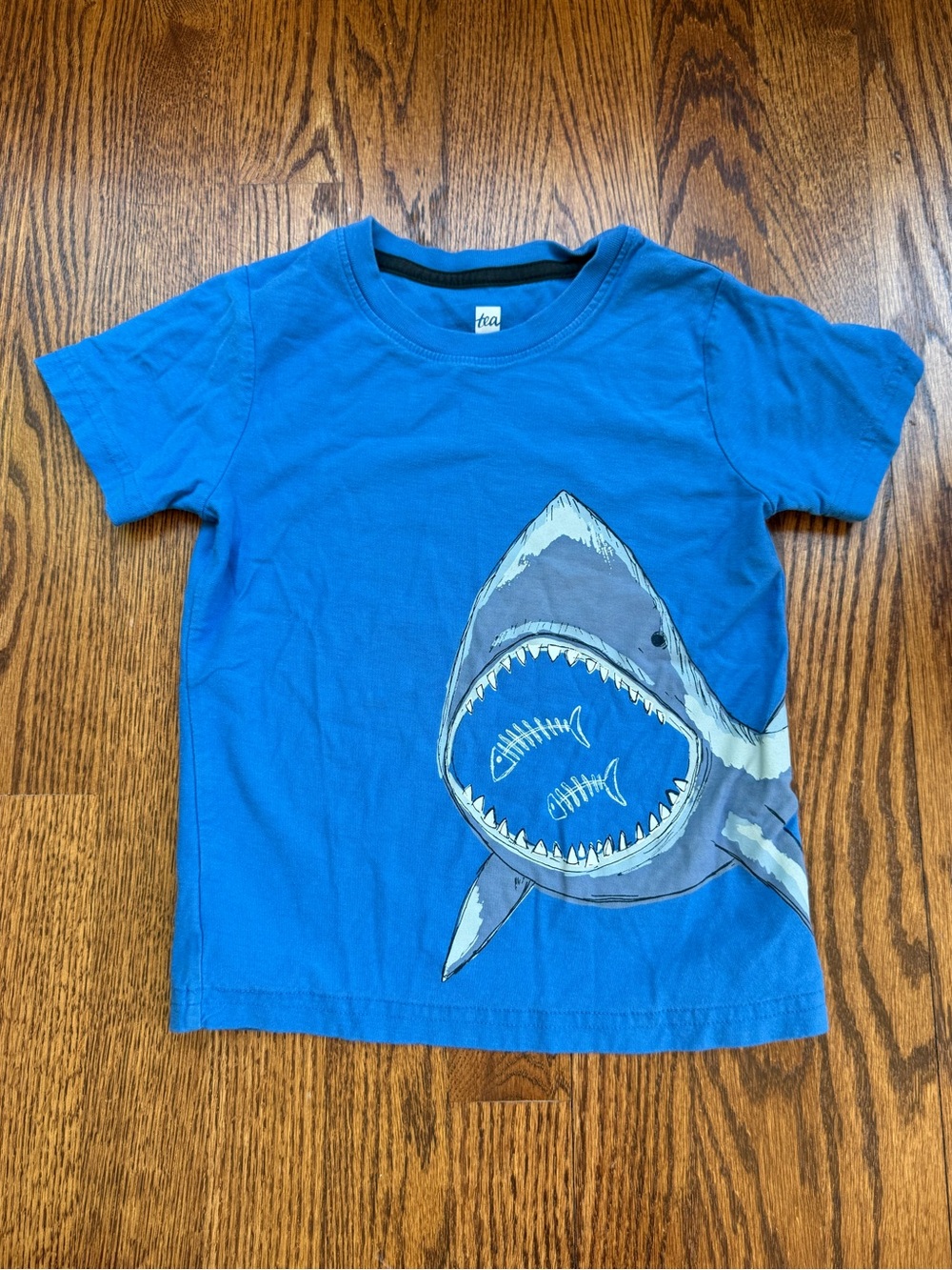 Tea Collection Blue Shark Graphic Kids T-Shirt Sz 4 - relist